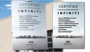 Infiniti Certified Coroplast Pole Signs