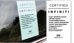 Infiniti Certified Magic Cling Interior Decals