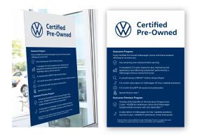 Volkswagen CPO Plastic Poster with Suction Cups