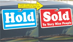 Sold/Hold Rearview Mirror Signs