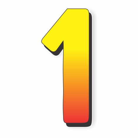 Gigantic Magnetic Numbers and Slogans - 1 - Red/Yellow - 6" x 11"