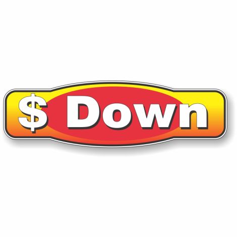 Magnetic Slogan - $ Down - Red/Yellow - 17" x 5"