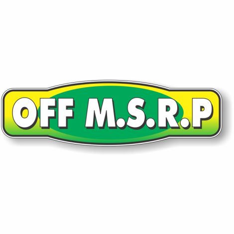 Magnetic Slogan - OFF M.S.R.P - Green/Yellow - 17" x 5"