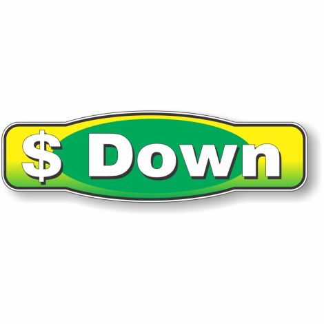 Magnetic Slogan - $ Down - Green/Yellow - 17" x 5"