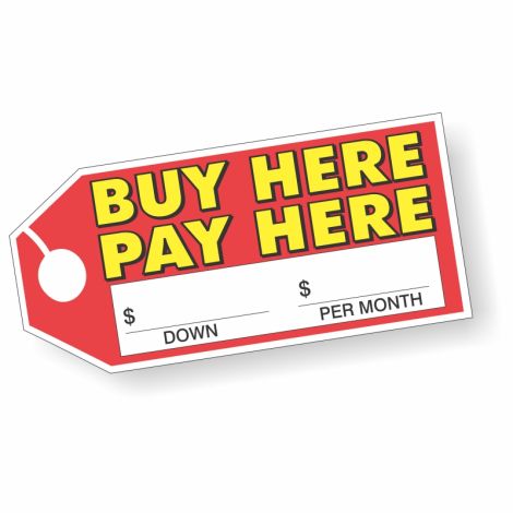 Buy Here Pay Here - Red Tag Windshield Stickers