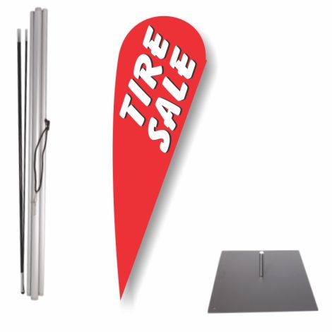 Bow Flag Outdoor Base Kit - Tire Sale (Red)
