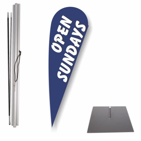 Bow Flag Outdoor Base Kit - Open Sundays (Blue)