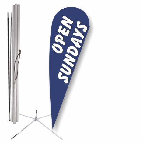 Bow Flag Showroom Base Kit - Open Sundays (Blue)