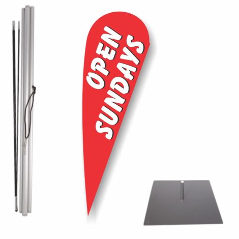 Bow Flag Outdoor Base Kit - Open Sundays (Red)