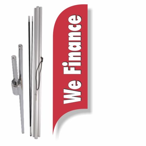 Blade Flag - We Finance (Red) (Ground Spike Kit)