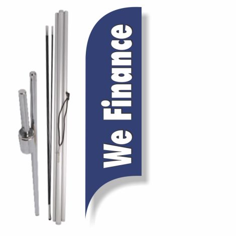 Blade Flag - We Finance (Blue) (Ground Spike Kit)