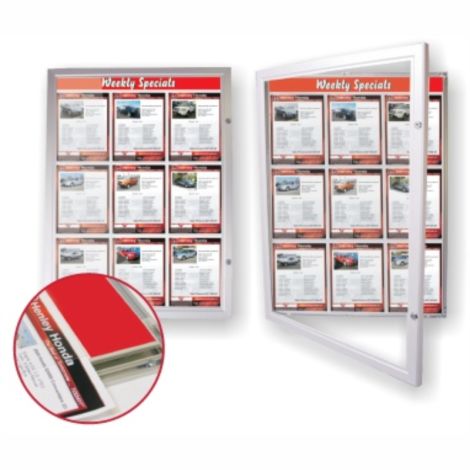 Lockable Aluminum Showcase with Clear Pockets for Adds