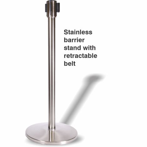 Retractable Belt Barrier Stand In Stainless Steel 