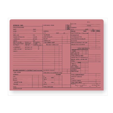 Vehicle Record Envelopes - Pink