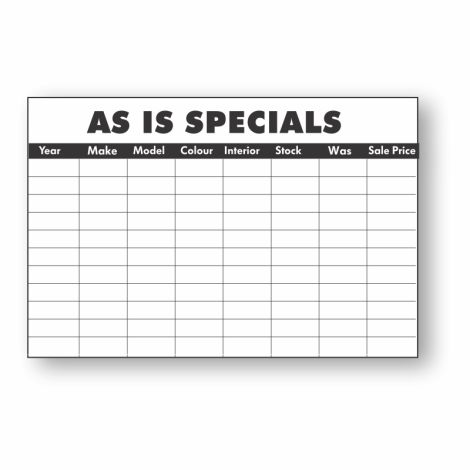 As Is Specials - Dry Erase Board