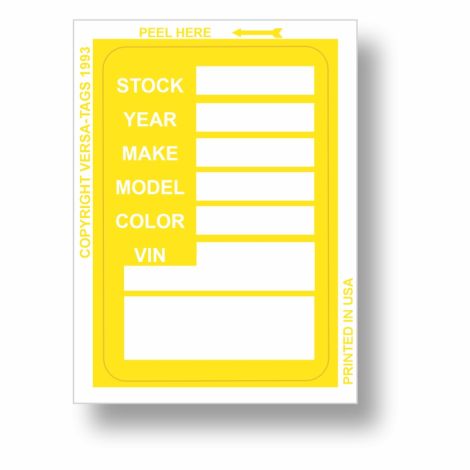 Versa-Tag Stock Stickers - Yellow