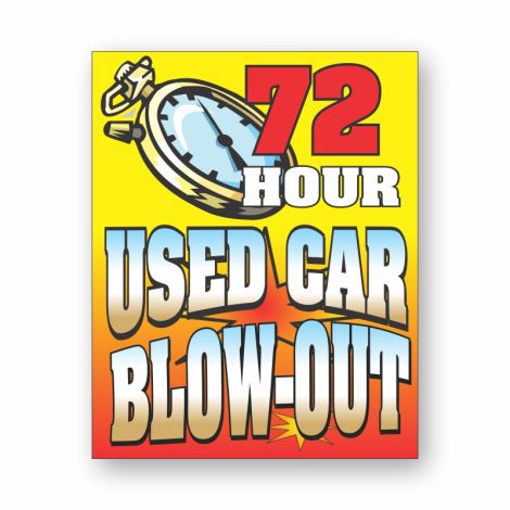 72 Hour Used Car Blow-Out - Showroom Window Decals