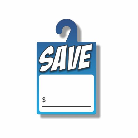 Save - Dry Erase Rear-View Mirror Tags - Blue (7" x 11")
