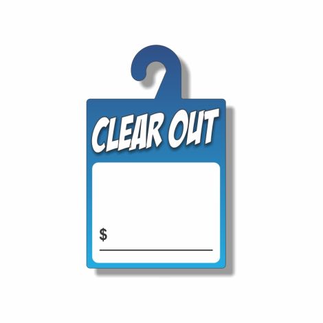 Clear Out Blank - Dry Erase Rear-View Mirror Tags - Blue (7" x 11")