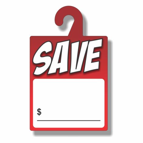 Save - Dry Erase Rear-View Mirror Tags - Red (8" x 13")