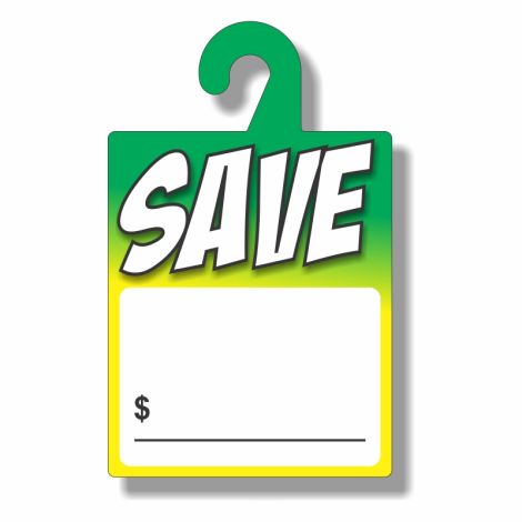 Save - Dry Erase Rear-View Mirror Tags - Green/Yellow (8" x 13")