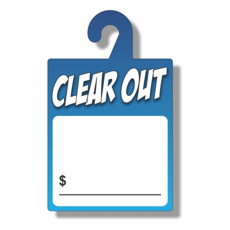 Clear Out Blank - Dry Erase Rear-View Mirror Tags - Blue (8" x 13")