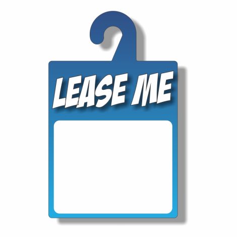 Lease Me Blank - Dry Erase Rear-View Mirror Tags - Blue (8" x 13")