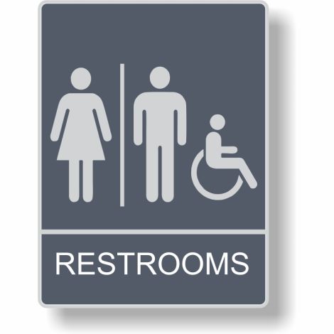 Restrooms Accessible - Plastic Non-Braille Facilities Sign