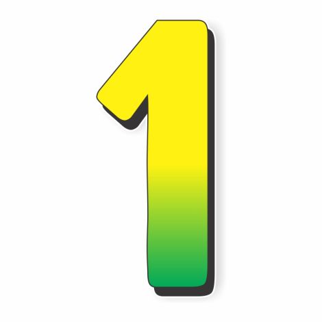 Gigantic Magnetic Numbers and Slogans - 1 - Green/Yellow - 6" x 11"