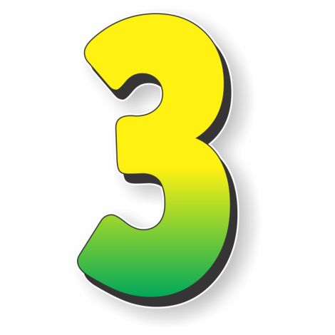 Gigantic Magnetic Numbers and Slogans - 3 - Green/Yellow - 6" x 11"
