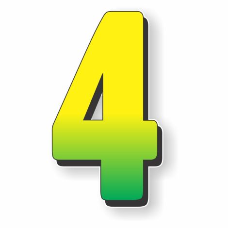Gigantic Magnetic Numbers and Slogans - 4 - Green/Yellow - 6" x 11"
