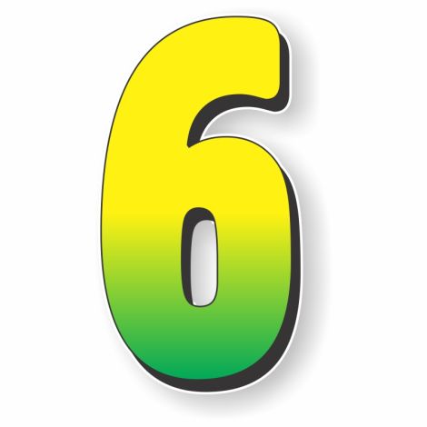 Gigantic Magnetic Numbers and Slogans - 6 - Green/Yellow - 6" x 11"