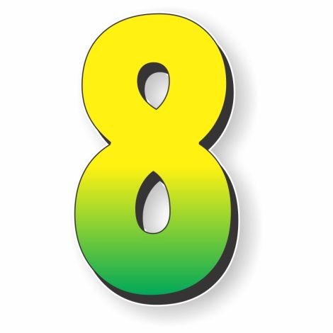 Gigantic Magnetic Numbers and Slogans - 8 - Green/Yellow - 6" x 11"