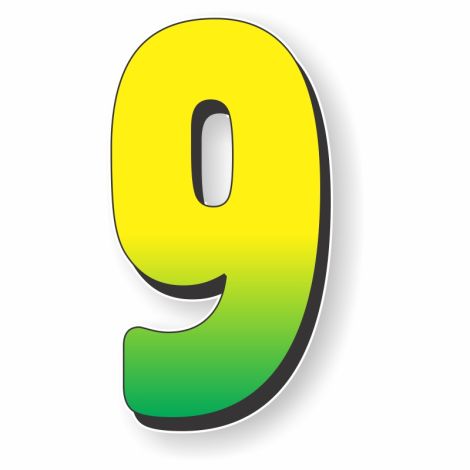 Gigantic Magnetic Numbers and Slogans - 9 - Green/Yellow - 6" x 11"