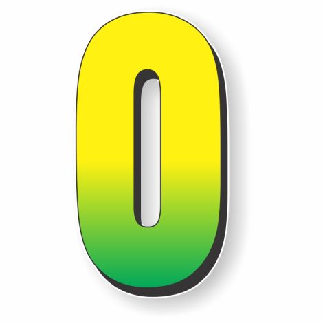 Gigantic Magnetic Numbers and Slogans - 0 - Green/Yellow - 9" x 18"