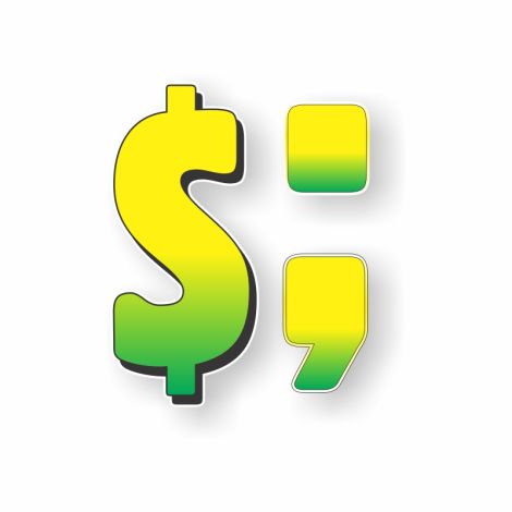 Gigantic Magnetic Numbers and Slogans - $; - Green/Yellow - 6" x 11"