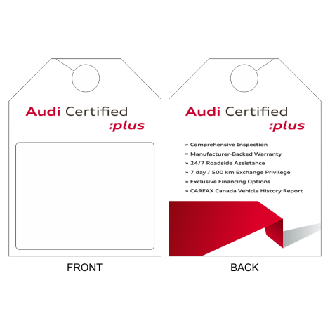 Audi Certified :plus Paper Mirror Tags