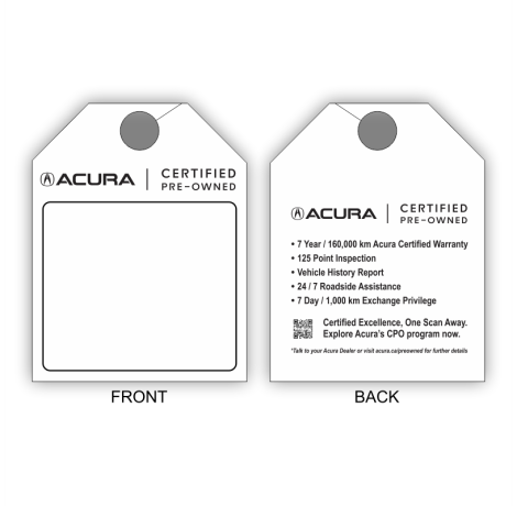 Étiquettes de rétroviseur VOC Acura en carton