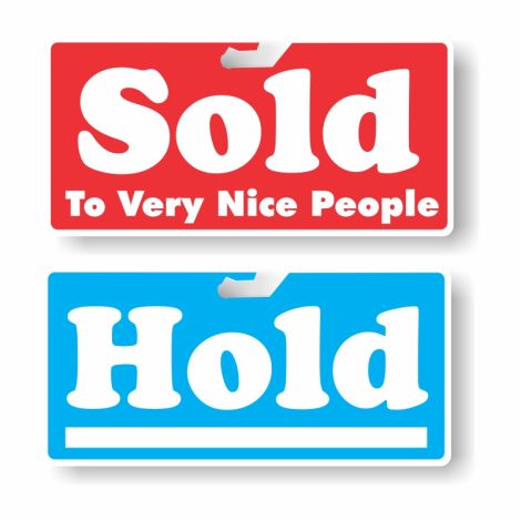 Hold/Sold Rear-View Mirror Hangers