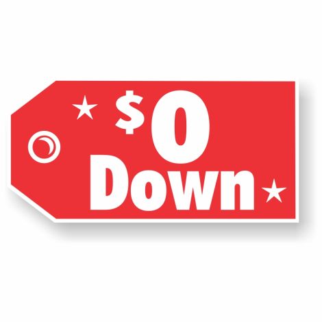 Giantic Coroplast Red Tag Window Signs - $0 Down