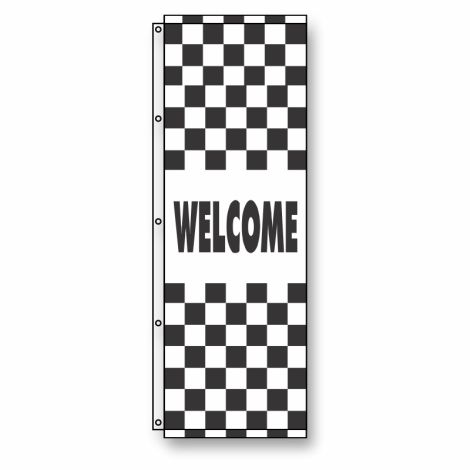 Welcome Checkered Dealership Flag 3.5' x 10'