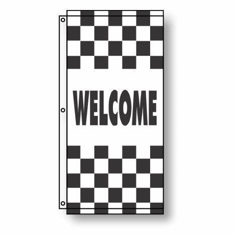 Welcome Checkered Dealership Flag 3.5' x 7'