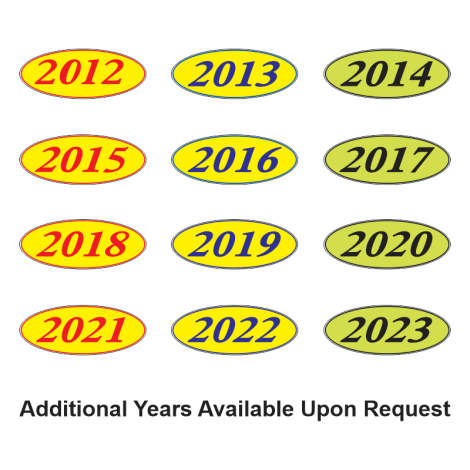 E-Z Oval Year Model Signs