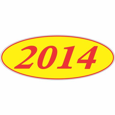 E-Z Oval Year Model Sign - 2014 - Red/Yellow