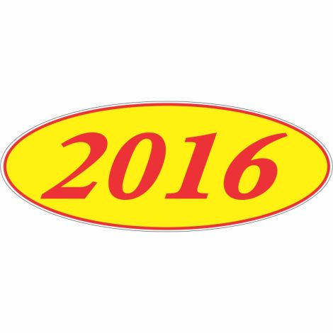 E-Z Oval Year Model Sign - 2016 - Red/Yellow