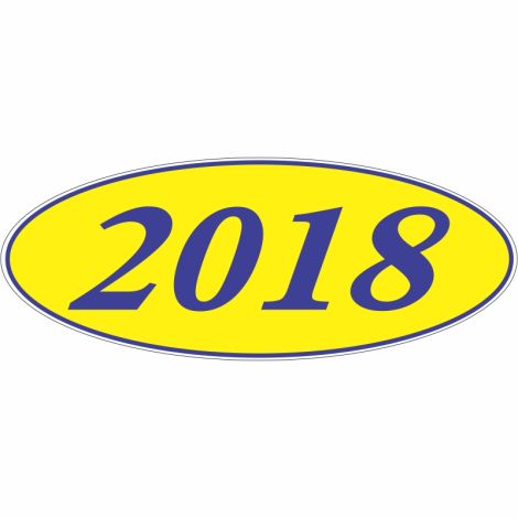 E-Z Oval Year Model Sign - 2018 - Blue/Yellow