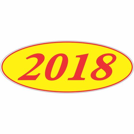 E-Z Oval Year Model Signs - 2018 - Red/Yellow