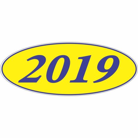 E-Z Oval Year Model Sign - 2019 - Blue/Yellow