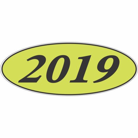 E-Z Oval Year Model Sign - 2019 - Black/Chartreuse