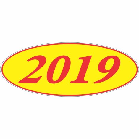 E-Z Oval Year Model Sign - 2019 - Red/Yellow